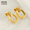 316L Stainless Steel Oval Geometric Electroplated Earrings Unisex