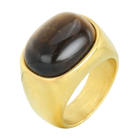 Stainless Steel Oval Geometric Style Polished Ring For Men And Women