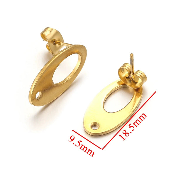 Stainless Steel Oval Hollow Fashion Geometric Electroplated Earrings Jewelry Accessories Diy Making Supplies