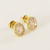316L Stainless Steel Oval Inlaid Zircon Electroplating Women's Earrings