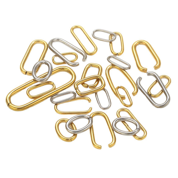Stainless Steel Oval Melon Seed Jewelry Buckle Necklace Diy Handmade Electroplated Semi Finished Pendant Jewelry Accessories