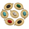 Stainless Steel Oval Natural Stone Pendant With Totem Pattern Inlay Bohemian Style Luxury Accessory