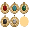 Stainless Steel Oval Natural Stone Pendant With Totem Pattern Inlay Bohemian Style Luxury Accessory