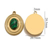 Stainless Steel Oval Natural Stone Pendant With Totem Pattern Inlay Bohemian Style Luxury Accessory
