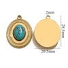 Stainless Steel Oval Natural Stone Pendant With Totem Pattern Inlay Bohemian Style Luxury Accessory