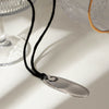 Stainless Steel Oval Pendant Black Rope Necklace With Electroplating And Geometric Design For Women