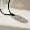 Stainless Steel Oval Pendant Black Rope Necklace With Electroplating And Geometric Design For Women
