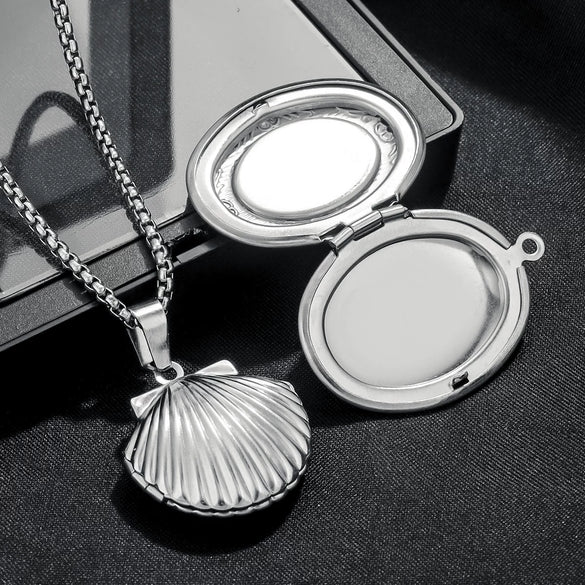 Stainless Steel Oval Photo Box Pendant Jewelry Accessories With Vintage Embossed Pattern And Electroplating