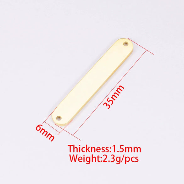 Stainless Steel Oval Rectangle Double Hole Pendant Diy Bracelet Necklace Accessories Fine Polishing Geometric Style