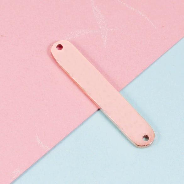 Stainless Steel Oval Rectangle Double Hole Pendant Diy Bracelet Necklace Accessories Fine Polishing Geometric Style