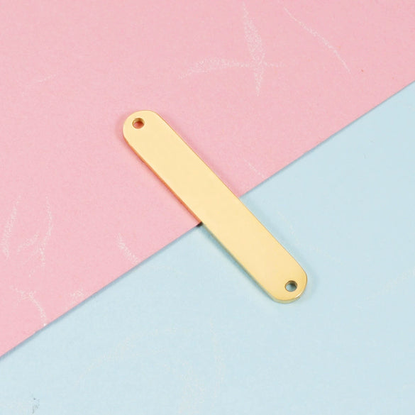 Stainless Steel Oval Rectangle Double Hole Pendant Diy Bracelet Necklace Accessories Fine Polishing Geometric Style