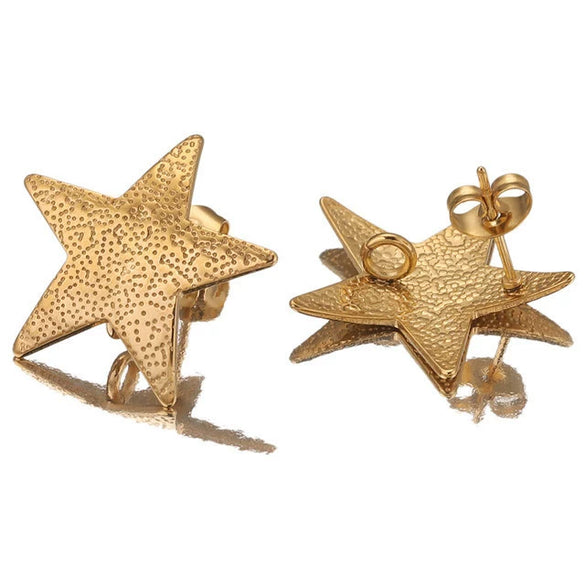 Stainless Steel Oval Star Fish Pattern Gold Plated Electroplated Earrings Making Supplies Jewelry