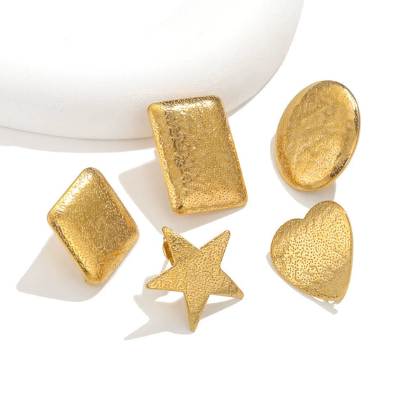 Stainless Steel Oval Star Fish Pattern Gold Plated Electroplated Earrings Making Supplies Jewelry