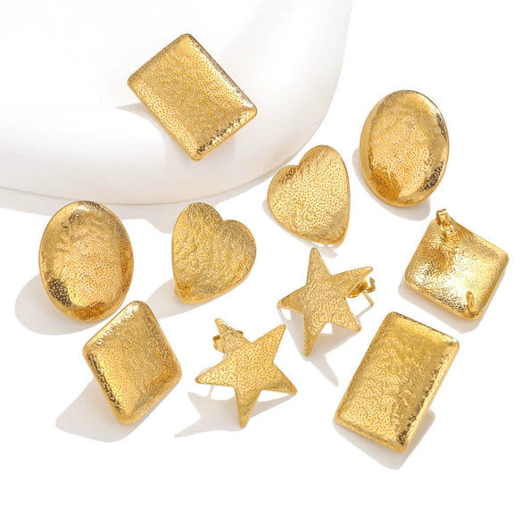 Stainless Steel Oval Star Fish Pattern Gold Plated Electroplated Earrings Making Supplies Jewelry