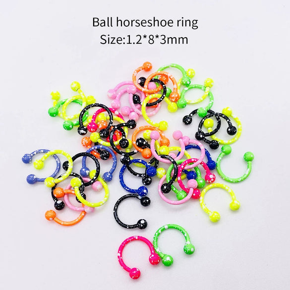Stainless Steel Painted Geometric Circular Nose Rings Eyebrow Nails Cshaped Ear Bone Nails Lip Nail Piercing Jewelry