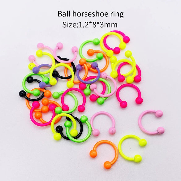 Stainless Steel Painted Geometric Circular Nose Rings Eyebrow Nails Cshaped Ear Bone Nails Lip Nail Piercing Jewelry