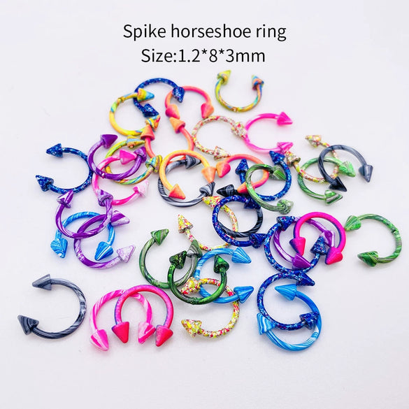 Stainless Steel Painted Geometric Circular Nose Rings Eyebrow Nails Cshaped Ear Bone Nails Lip Nail Piercing Jewelry