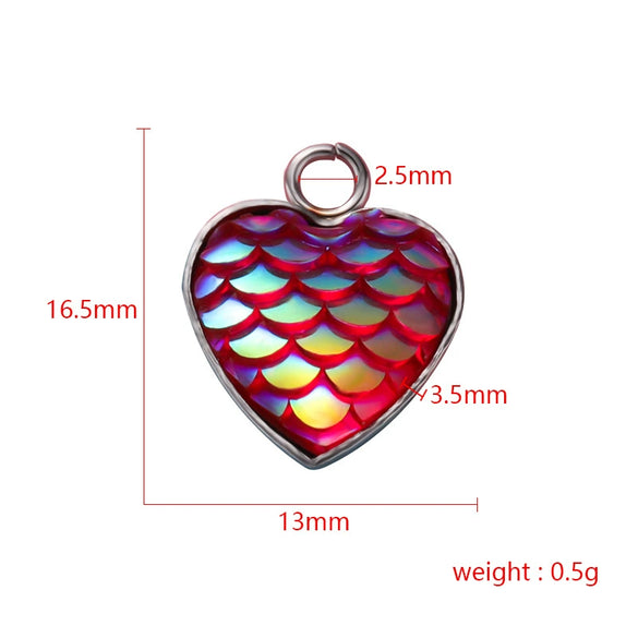 Stainless Steel Peach Heart Fish Scale Pendant Jewelry Accessories Fine Polishing
