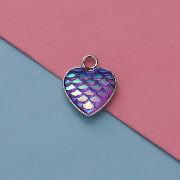 Stainless Steel Peach Heart Fish Scale Pendant Jewelry Accessories Fine Polishing