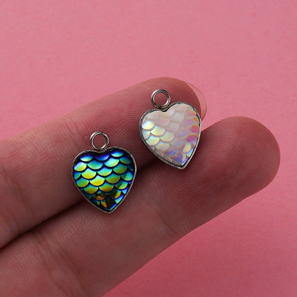 Stainless Steel Peach Heart Fish Scale Pendant Jewelry Accessories Fine Polishing