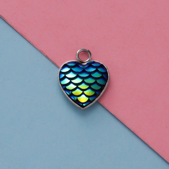 Stainless Steel Peach Heart Fish Scale Pendant Jewelry Accessories Fine Polishing