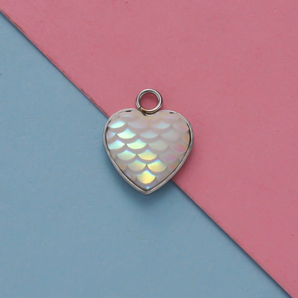 Stainless Steel Peach Heart Fish Scale Pendant Jewelry Accessories Fine Polishing