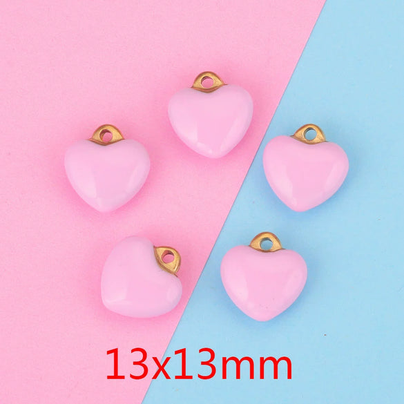 Stainless Steel Peach Heart Pendant Jewelry Accessories Handmade With 18K Gold Plating