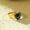 Stainless Steel Peach Heartshaped Natural Stone Design Ring With Electroplating For Women In Light Luxury Style