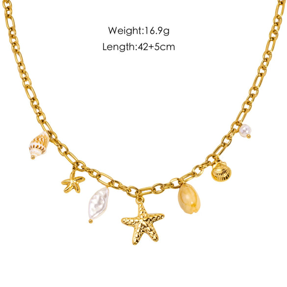 Stainless Steel Pearl Animal Zodiac Style Necklace With Electroplating Process