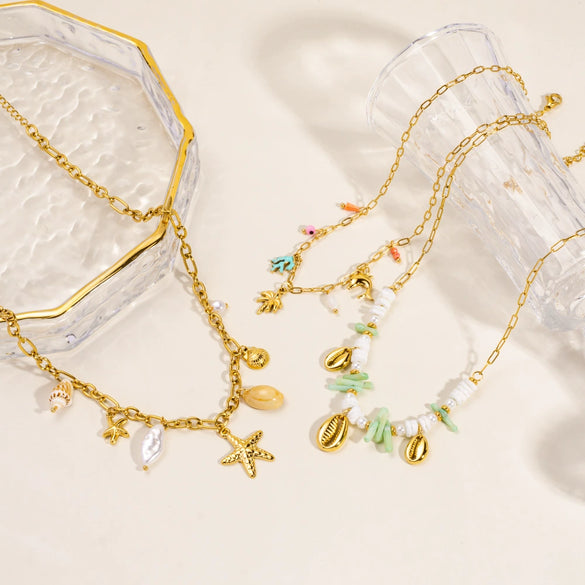 Stainless Steel Pearl Animal Zodiac Style Necklace With Electroplating Process
