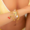 Stainless Steel Pearl Doublelayer Fruit Bee Pendant Bracelet Electroplated Jewelry For Women