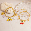 Stainless Steel Pearl Doublelayer Fruit Bee Pendant Bracelet Electroplated Jewelry For Women