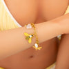Stainless Steel Pearl Doublelayer Fruit Bee Pendant Bracelet Electroplated Jewelry For Women
