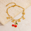 Stainless Steel Pearl Doublelayer Fruit Bee Pendant Bracelet Electroplated Jewelry For Women