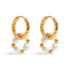 Stainless Steel Pearl Earrings Geometric Light Luxury Minimalist Ear Studs Electroplated