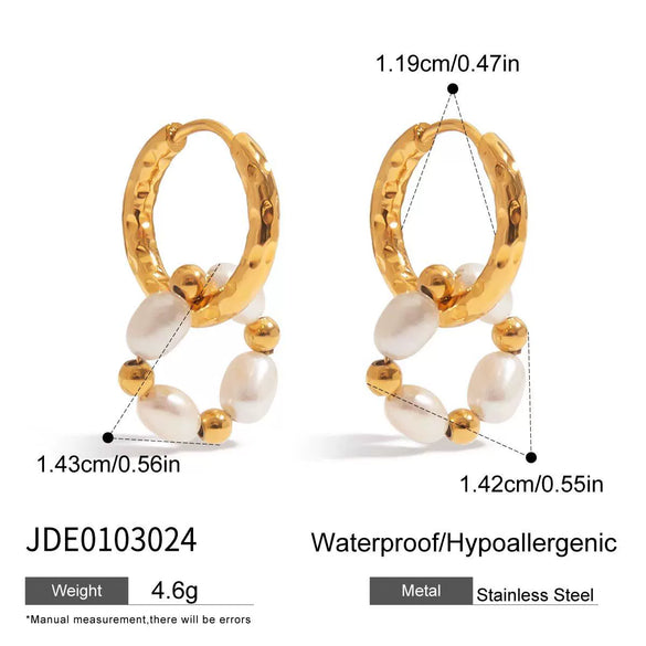 Stainless Steel Pearl Earrings Geometric Light Luxury Minimalist Ear Studs Electroplated