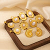 Stainless Steel Pearl Flower Asymmetrical Electroplated Earrings For Women French Classic Light Luxury Style