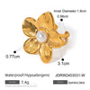 Stainless Steel Pearl Flower Geometric Earrings Electroplating Jewelry