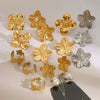 Stainless Steel Pearl Flower Geometric Earrings Electroplating Jewelry