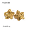 Stainless Steel Pearl Flower Geometric Earrings Electroplating Jewelry