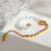 Stainless Steel Pearl Geometric Bracelet With Electroplating For Women Original Design