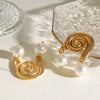 Stainless Steel Pearl Geometric Earrings Gold Plated Ins Style For Women