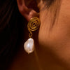 Stainless Steel Pearl Geometric Retro Earrings