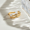 Stainless Steel Pearl Geometric Ring With Electroplating For Women