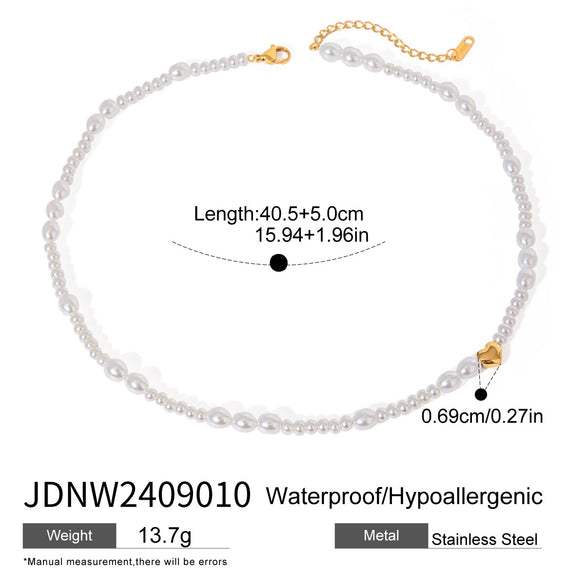 Stainless Steel Pearl Geometric Style Electroplating Necklace For Women