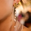 Stainless Steel Pearl Geometric Tassel Earrings Electroplated Light Luxury Design