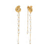 Stainless Steel Pearl Geometric Tassel Earrings Electroplated Light Luxury Design