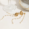 Stainless Steel Pearl Geometric Tassel Earrings Electroplated Light Luxury Design