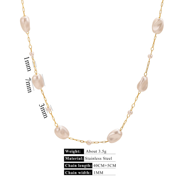Stainless Steel Pearl Minimalist Totem Electroplating Women's Necklace Bracelet Diy Accessories