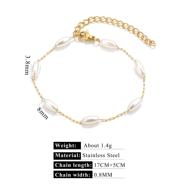 Stainless Steel Pearl Minimalist Totem Electroplating Women's Necklace Bracelet Diy Accessories